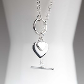 Solid Silver Double Heart Charm Necklace Solid Silver Double Heart Charm Necklace