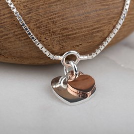 Sterling Silver Twin Heart Charms Bracelet Sterling Silver Twin Heart Charms Bracelet