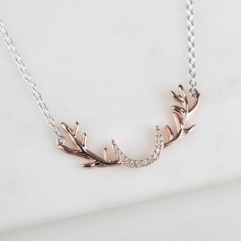 Sterling Silver Stag Antler Necklace