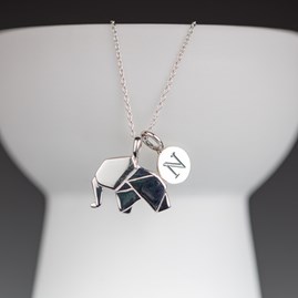 Personalised Solid Silver Origami Elephant Necklace