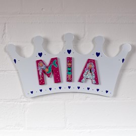 Wooden White Crown Name Plaque