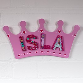 Wooden Pink Crown Name Plaque