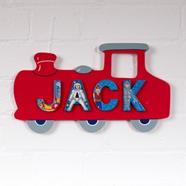 Wooden Red Train Name Plaque