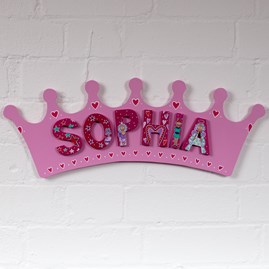 Large Wooden Pink Crown Name Plaque Large Wooden Pink Crown Name Plaque