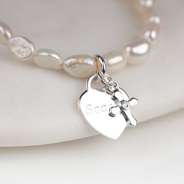 Children's Personalised Pearl Christening Bracelet