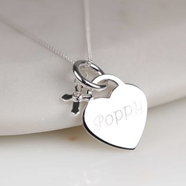 Engraved Silver Heart Necklace With Christening Cross Christening jewellery christening gift for girls necklace sterling silver cross heart personalised