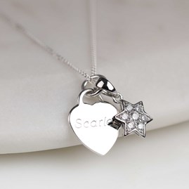 Personalised Children's Heart And Star Necklace