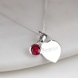 Personalised Children's Heart And Birthstone Necklace