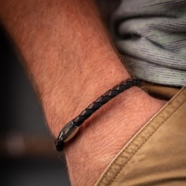 Men's Leather And Cord Bracelet