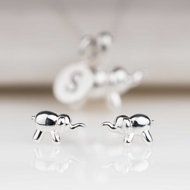 Solid Silver Balloon Elephant Stud Earrings