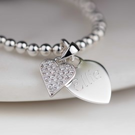 Personalised Children's Silver Heart Skinny Bracelet Personalised Children's Silver Heart Skinny Bracelet