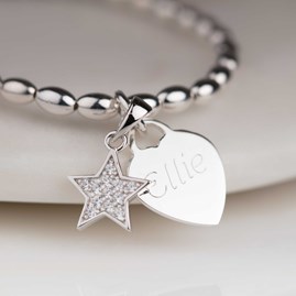 Personalised Children's Silver Star Charm Bracelet Personalised Children's Silver Star Charm Bracelet