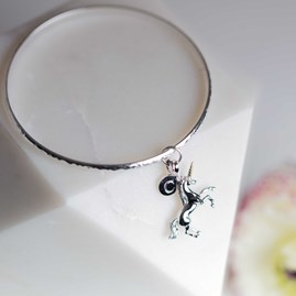 Personalised Solid Silver Unicorn Bangle Personalised Solid Silver Unicorn Bangle