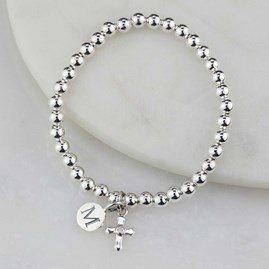 Personalised Child's Solid Silver Christening Bracelet Christening jewellery christening gift for girls christening solid silver bracelet cross letter