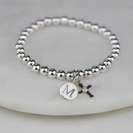 Personalised Children's Christening Bracelet Christening jewellery christening gift for girls bracelet silver plated cross personalised letter