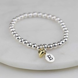 Personalised Children's Bracelet With Gold Plated Heart Bridal Jewellery Bridesmaid Jewellery Wedding Jewellery Flower Girl Maid of Honour Jewellery
