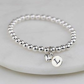 Personalised Child's Bracelet With Silver Heart Charm Bridal Jewellery Bridesmaid Jewellery Wedding Jewellery Flower Girl Maid of Honour Jewellery