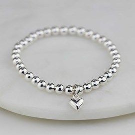 Children's Beaded Bracelet With Silver Heart Charm Bridal Jewellery Bridesmaid Jewellery Wedding Jewellery Flower Girl Maid of Honour Jewellery