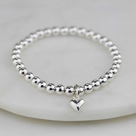 Children's Beaded Bracelet With Silver Heart Charm