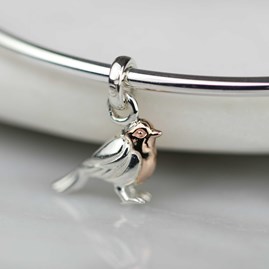 Solid Silver Robin Bangle