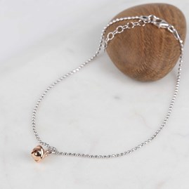 Rose Gold Charm And Solid Silver Anklet