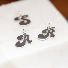 Solid Silver 'Groovy' Letter Charm Necklace Solid Silver 'Groovy' Letter Charm Necklace