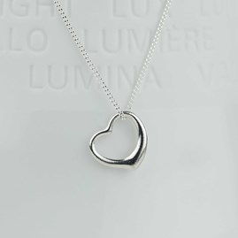 Solid Silver Open Heart Necklace