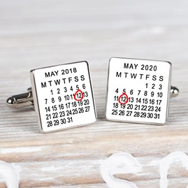 Personalised Special Dates Silver Cufflinks