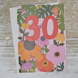'30' Floral Lasercut Birthday Card Stunning Unique 30th Birthday Card Lasercut Greetings Card Milestone Birthday Card