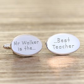 Personalised Thank You 'Best Teacher' Cufflinks Personalised Jewellery For Men Thank You Teacher Gifts Silver Plated Cufflinks