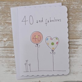 '40 and Fabulous' Birthday Card Exclusive Handmade Hand Drawn Unique Gift Card Greetings Cards Birthday Milestone Card 40th Birthday