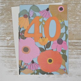 '40' Floral Lasercut Birthday Card Stunning Unique 40th Birthday Card Lasercut Greetings Card Milestone Birthday Card
