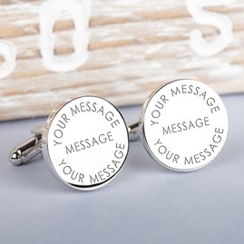 Personalised Any Message Silver Cufflinks