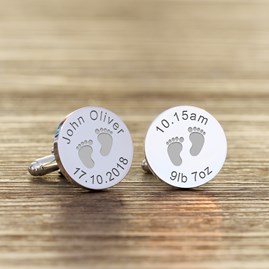 Personalised New Daddy 'Footprint' Cufflinks Accessories For Men Jewellery For Men Clothing Cufflinks For Men Personalised New Daddy 'Footprint