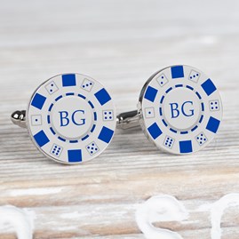 Personalised Silver Poker Chip Cufflinks