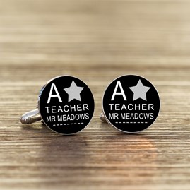Personalised Thank You Teacher A* Cufflinks Personalised Jewellery For Men Thank You Teacher Gifts Silver Plated Cufflinks