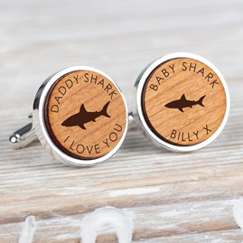 Personalised 'Daddy Shark/Baby Shark' Wooden Cufflinks Father's Day Gift Cufflinks Personalised 'Daddy Shark/Baby Shark' Cufflinks Accessories For Men Gift
