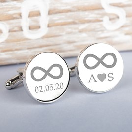 Personalised Silver Infinity Cufflinks Gifts For Men Jewellery For Men Clothing Accessories For Men Personalised Silver Infinity Cufflinks