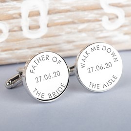 Personalised 'Walk Me Down The Aisle' Wedding Cufflinks Wedding Accessories For Men Wedding Jewellery For Men 'Walk Me Down The Aisle' Wedding Cufflinks