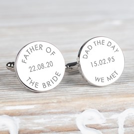 Personalised 'Dad The Day We Met...' Wedding Cufflinks Wedding Cufflinks Wedding Accessories For Men Wedding Jewellery For Men Clothing Accessories For Men