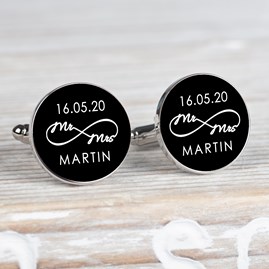 Personalised 'Mr And Mrs' Infinity Cufflinks Wedding Accessories For Men Wedding Jewellery For Men Clothing Accessories For Men 'Mr And Mrs' Infi