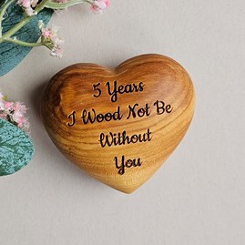 '5 Years...Not Be Without You' Engraved Wooden Heart