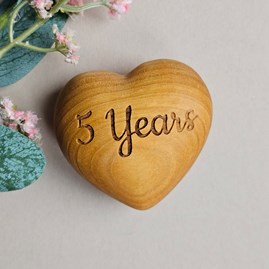 '5 Years' Engraved Wooden Heart
