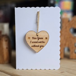 5th Wedding Anniversary Wooden Hanging Heart Card Wedding Anniversary Greetings Card Wedding Anniversary Gifts 5th Wedding Anniversary