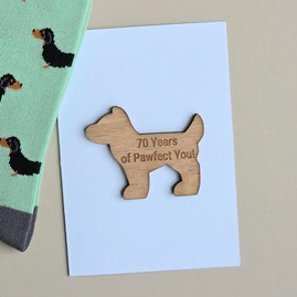 Wooden Sentiment Token Wooden Keepsake Gift Milestone Gifts 70th Greetings Card Dog Lover Gifts