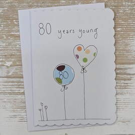 Exclusive Handmade Hand Drawn Unique Gift Card Greetings Cards Birthday Milestone Card 80th Birthday