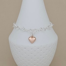 925 Silver Bridesmaid Rose Gold Heart Link Bracelet Bridesmaid Gifts Bridesmaid Jewellery Bridal Jewellery Sterling Silver Heart Charm Bracelet