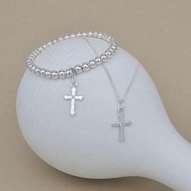 925 Silver Communion Cross Necklace and Bracelet Set First holy communion jewellery first holy communion bracelet first holy communion necklace cross
