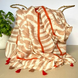 Abstract Aztec Style Print Scarf with Tassels in Light Pink Abstract Aztec Style Print Scarf with Tassels in Light Pink