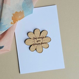 'Amongst Your Favourite Flowers' Pocket Token and Card Wooden Sentiment Token Wooden Keepsake Gift Sentiment Gifts Sentiment Greetings Card
